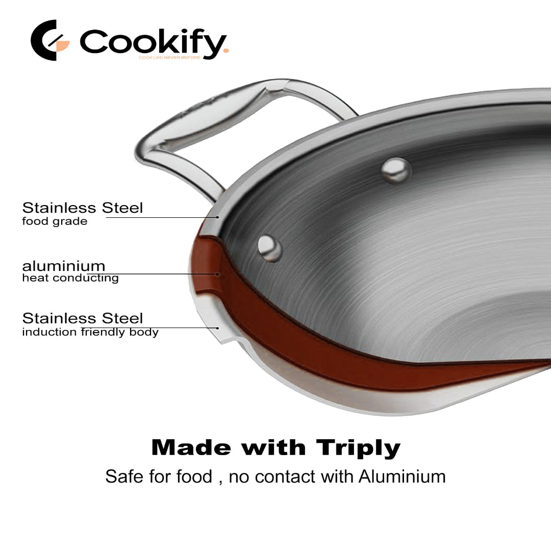 KADAI-TRYPLY STAINLESS STEEL 22CM