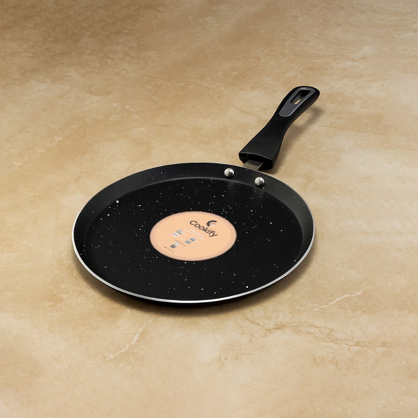 Cookify Duron Flat Tawa, 26 cm, Non-Stick Coated, Chrome Finish Handle, Peacock Green