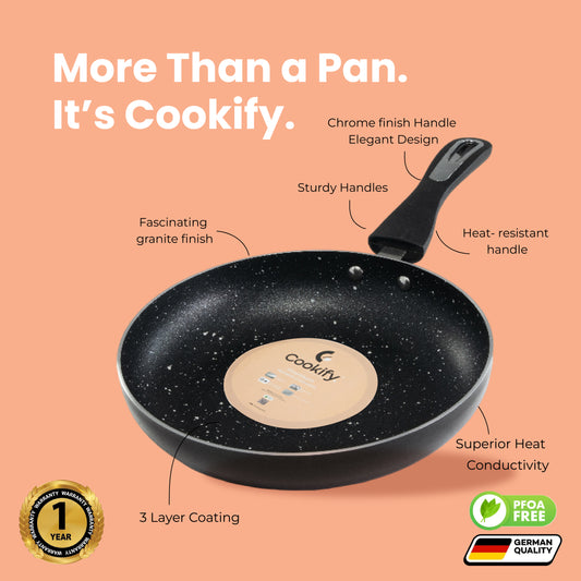 Cookify Layra Frypan, 24 cm, Black, Non-Stick Coating, Induction Compatible