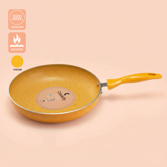 Cookify Flinta Non-Stick Frying Pan, 24 cm, Spatter Coated, Amber Yellow