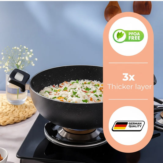 Cookify Elix Kadai, 20 cm, Non-Stick Coating, Super Grey