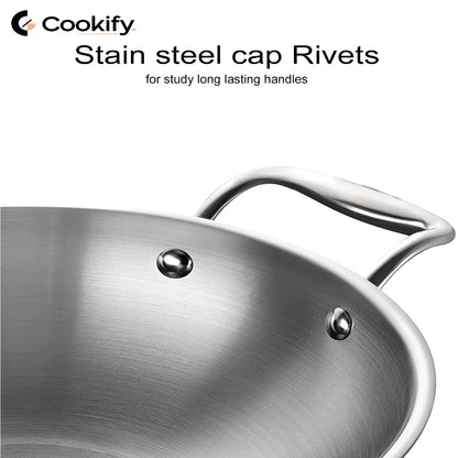 KADAI-TRYPLY STAINLESS STEEL  22CM