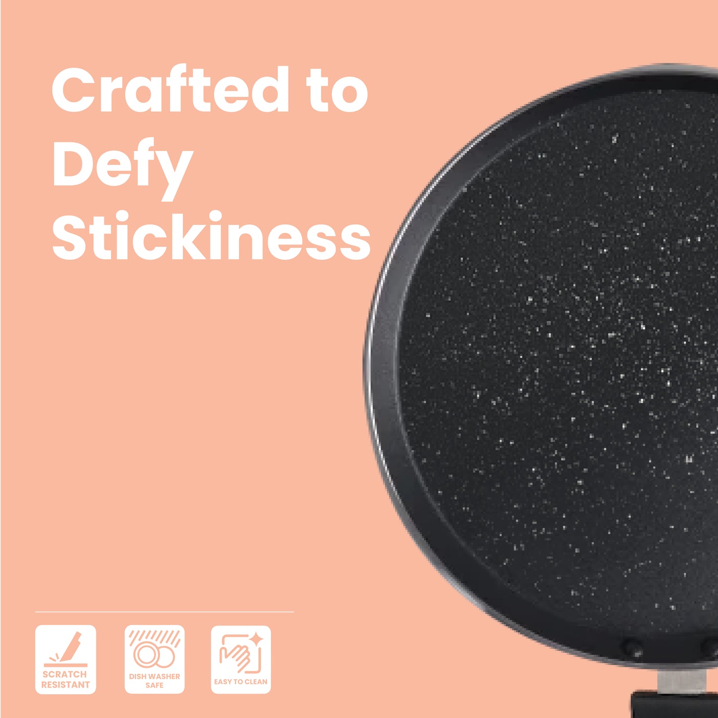 Cookify Duron Flat Tawa, 26 cm, Non-Stick Coated, Chrome Finish Handle, Peacock Green