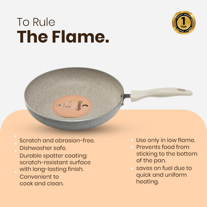 Cookify Flinta Non-Stick Frying Pan, 24 cm, Spatter Coated, Ivory