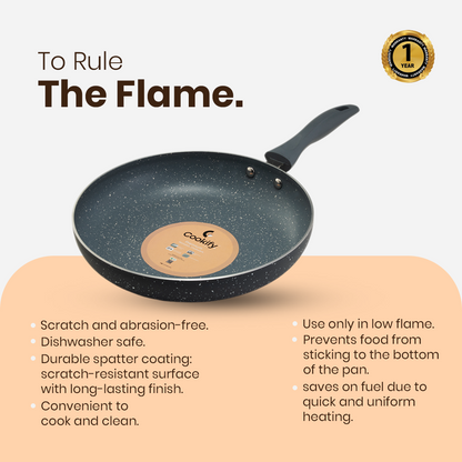Cookify Flinta Non-Stick Frying Pan, 24 cm, Spatter Coated, Ash Grey