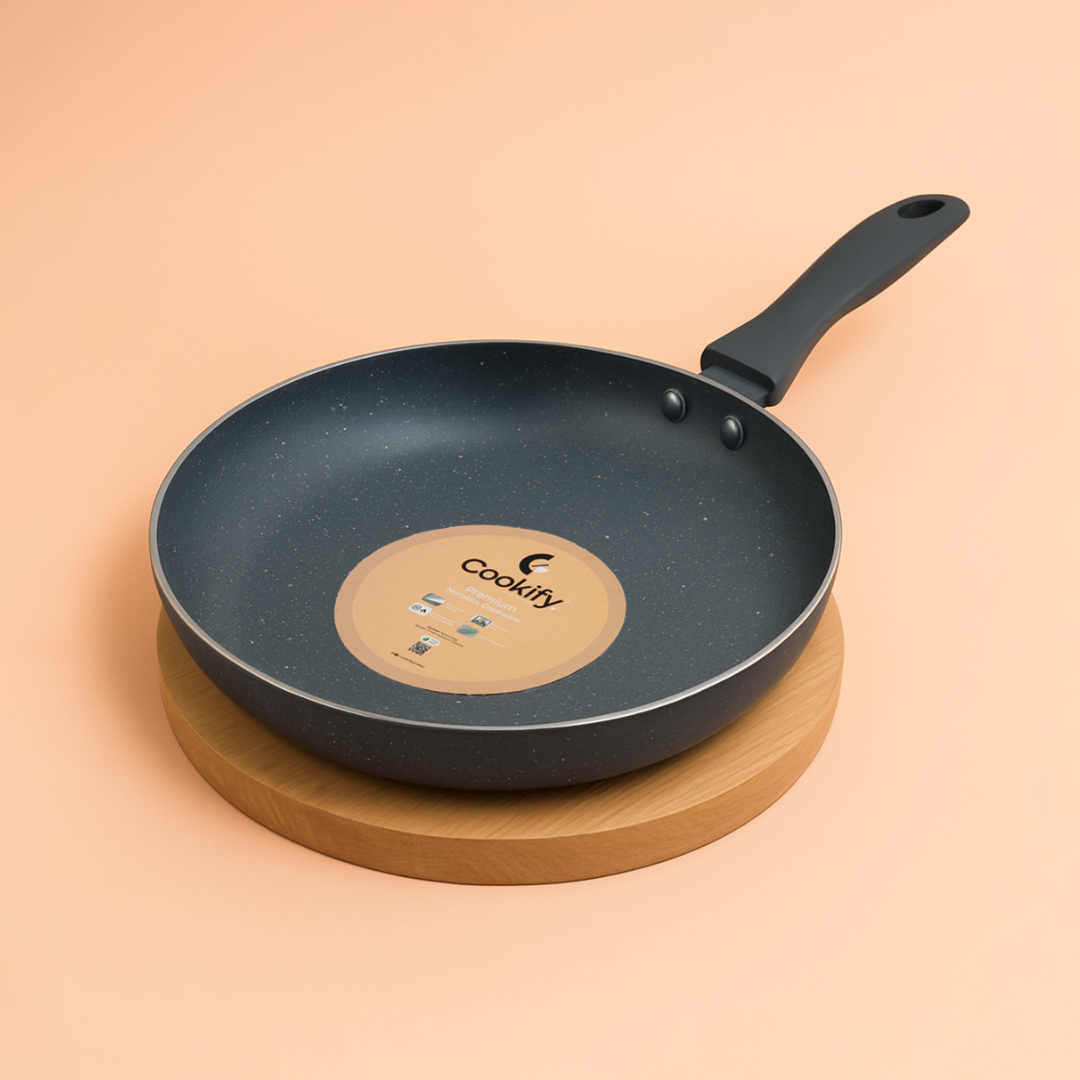 Cookify Flinta Non-Stick Frying Pan, 24 cm, Spatter Coated, Ash Grey