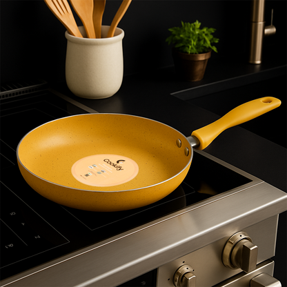 Cookify Flinta Non-Stick Frying Pan, 24 cm, Spatter Coated, Amber Yellow