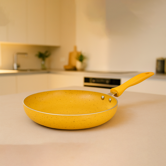 Cookify Flinta Non-Stick Frying Pan, 24 cm, Spatter Coated, Amber Yellow