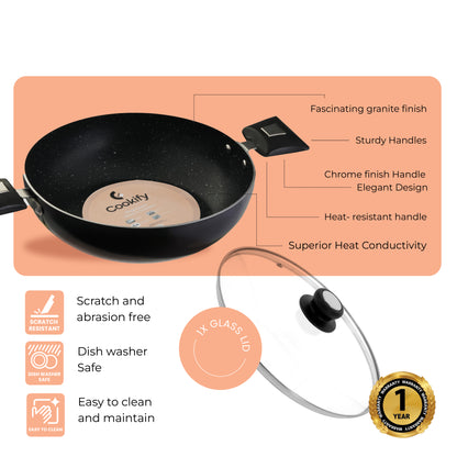 Cookify Eva Kadai, 24 cm, Non-Stick Coating, Black