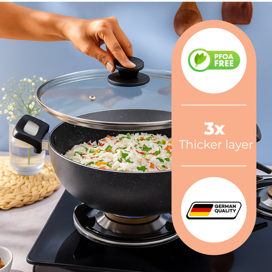 Cookify Elix Kadai, 20 cm, Non-Stick Coating, Super Grey