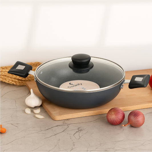 Cookify Elix Kadai, 20 cm, Non-Stick Coating, Super Grey