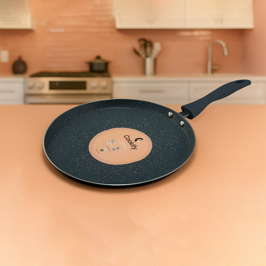 Cookify Liora Non-Stick Flat Tawa with Spatter Coating, 28 cm, Ash Grey