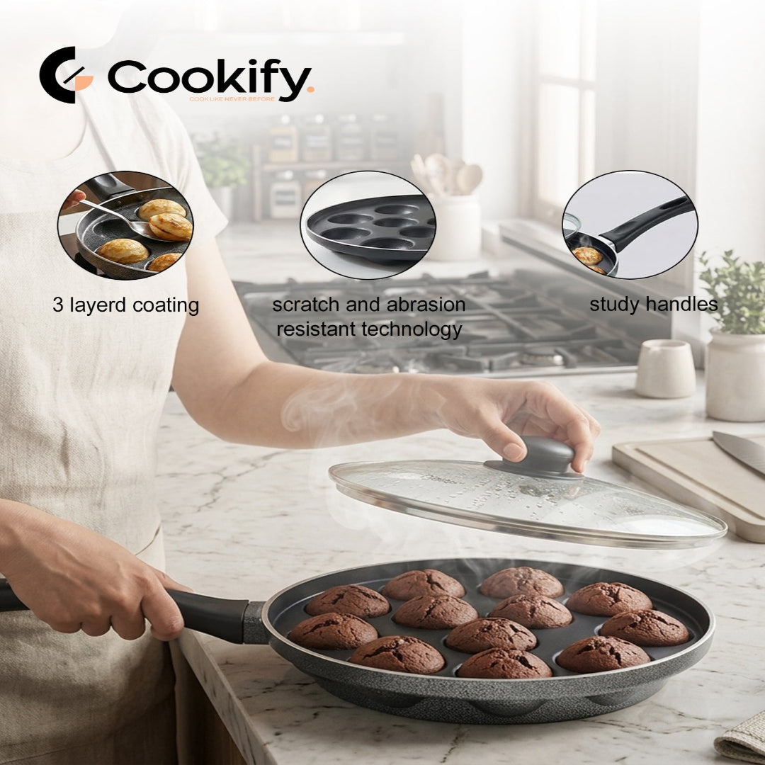 Cookify Paniyirakal Pan (12 Cavity) – Non-Stick Multi Snack Maker